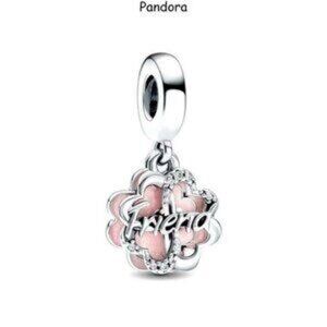 Four-leaf Clover Friendship Double Dangle Charm for pandora braclet